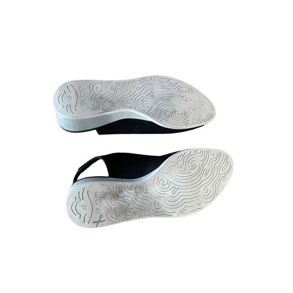 Arche Womens Black Slip On Peep Toe Leather Heels Wedge Sandals Size 37 - Picture 4 of 8